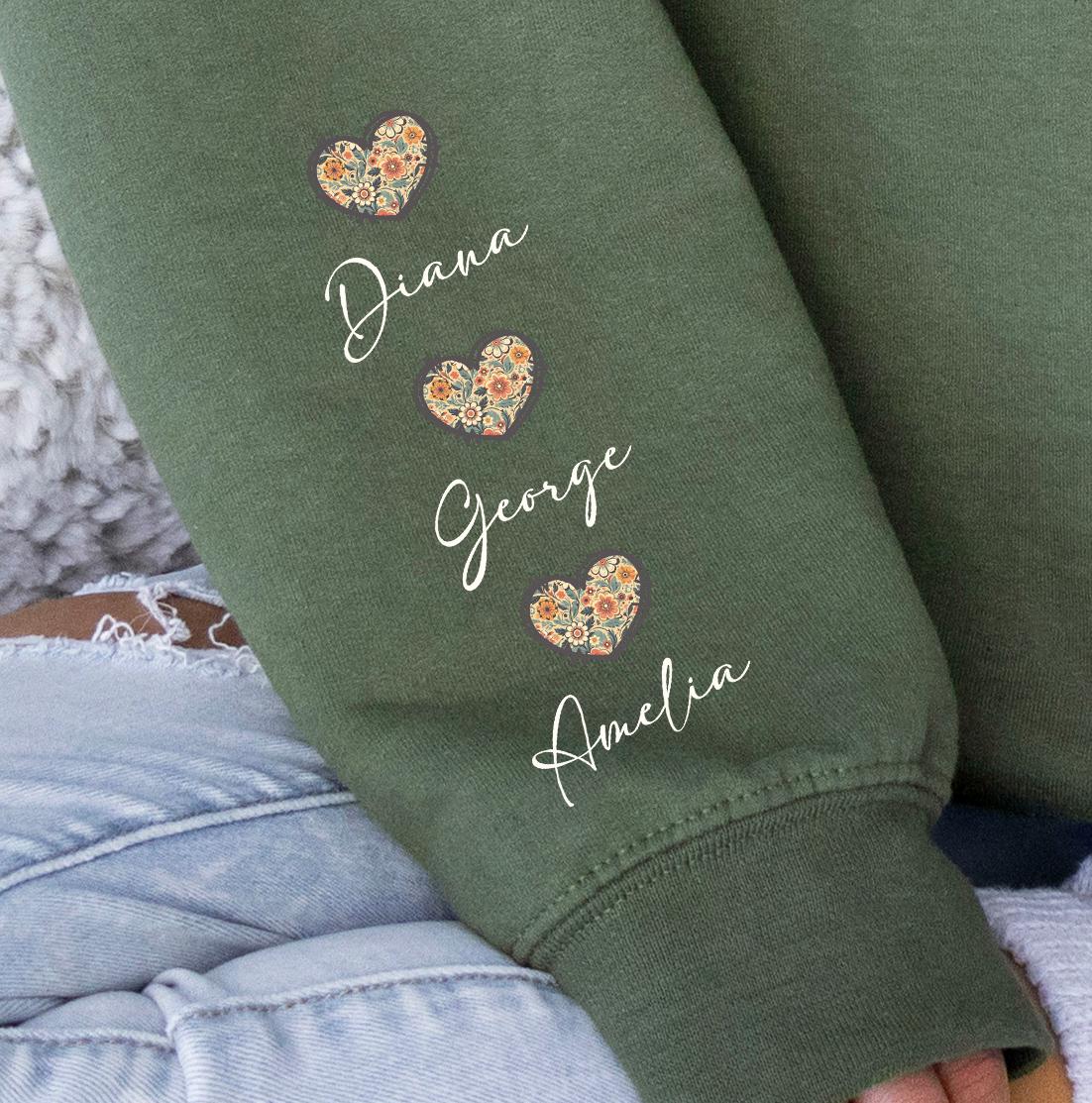 H9NEKO Custom Grandma Heart Sleeve Sweatshirt - Personalized Gift