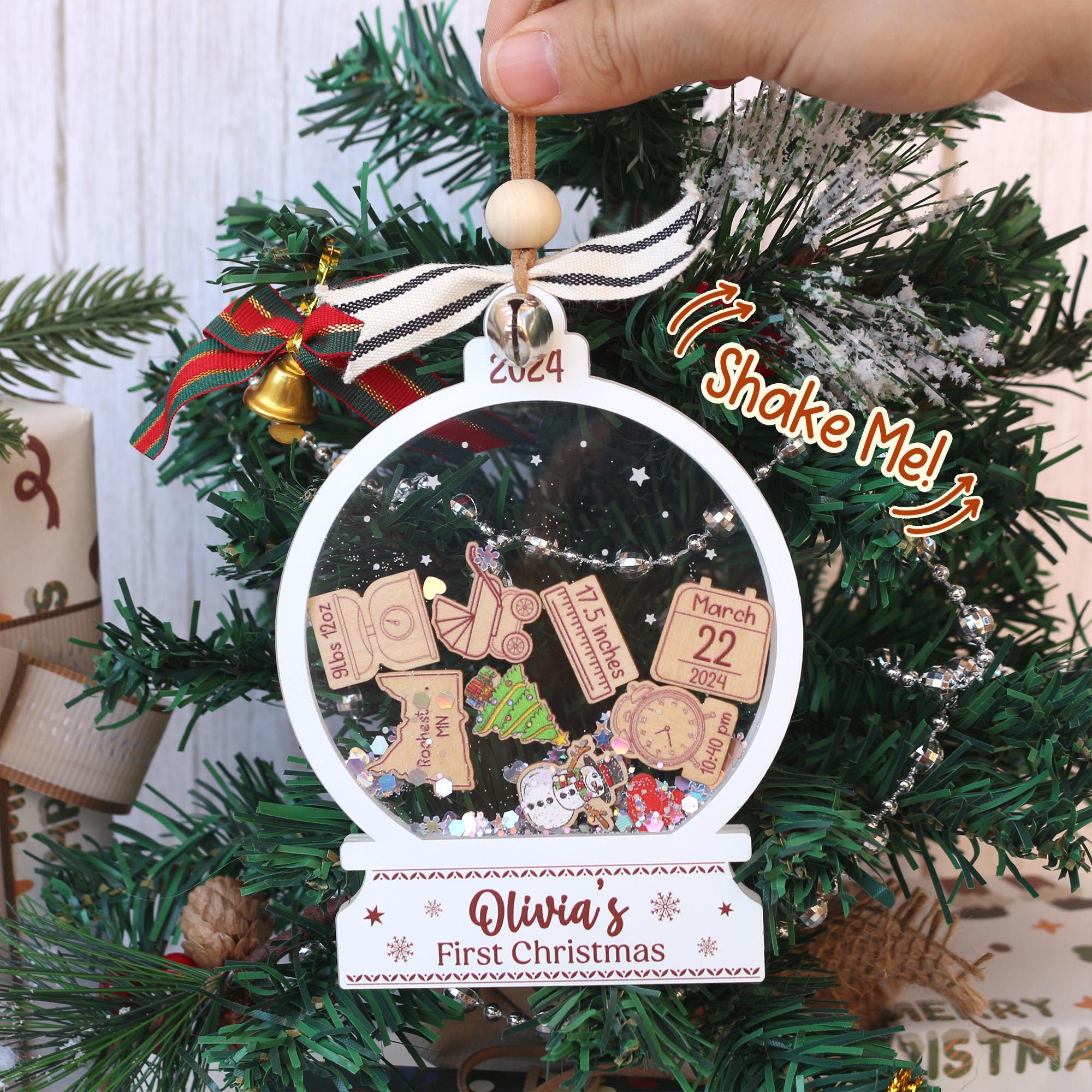 Baby’s First Christmas Ornament 2025 | Unique 4D Acrylic Shaker Keepsake Gift