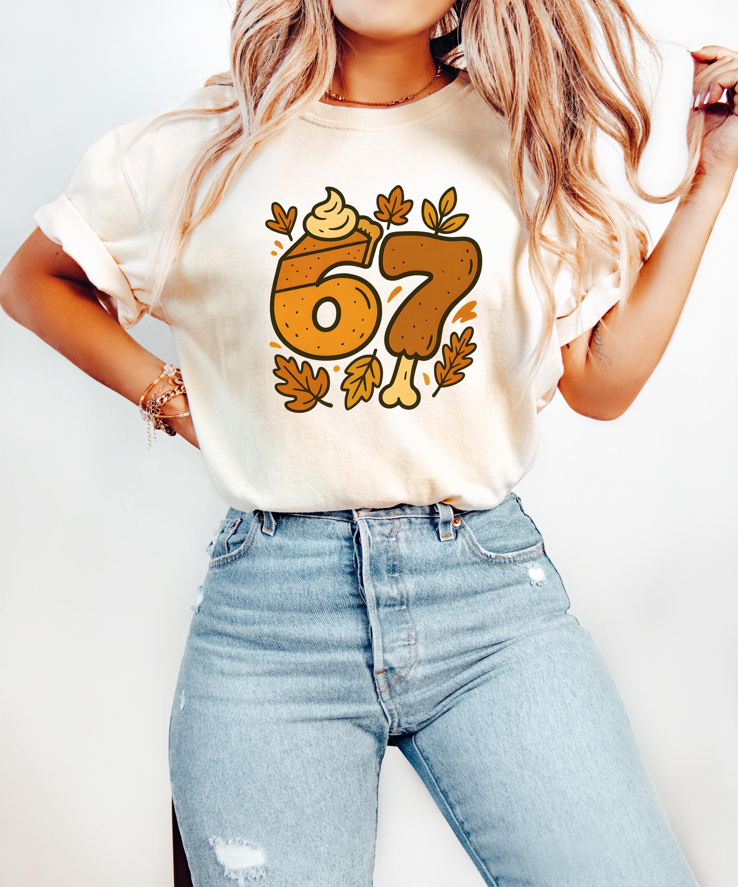 H9Neko 6 7 Meme Thanksgiving Turkey Shirt – Funny Fall Season Tee, Trendy Six Seven Couples T-Shirt