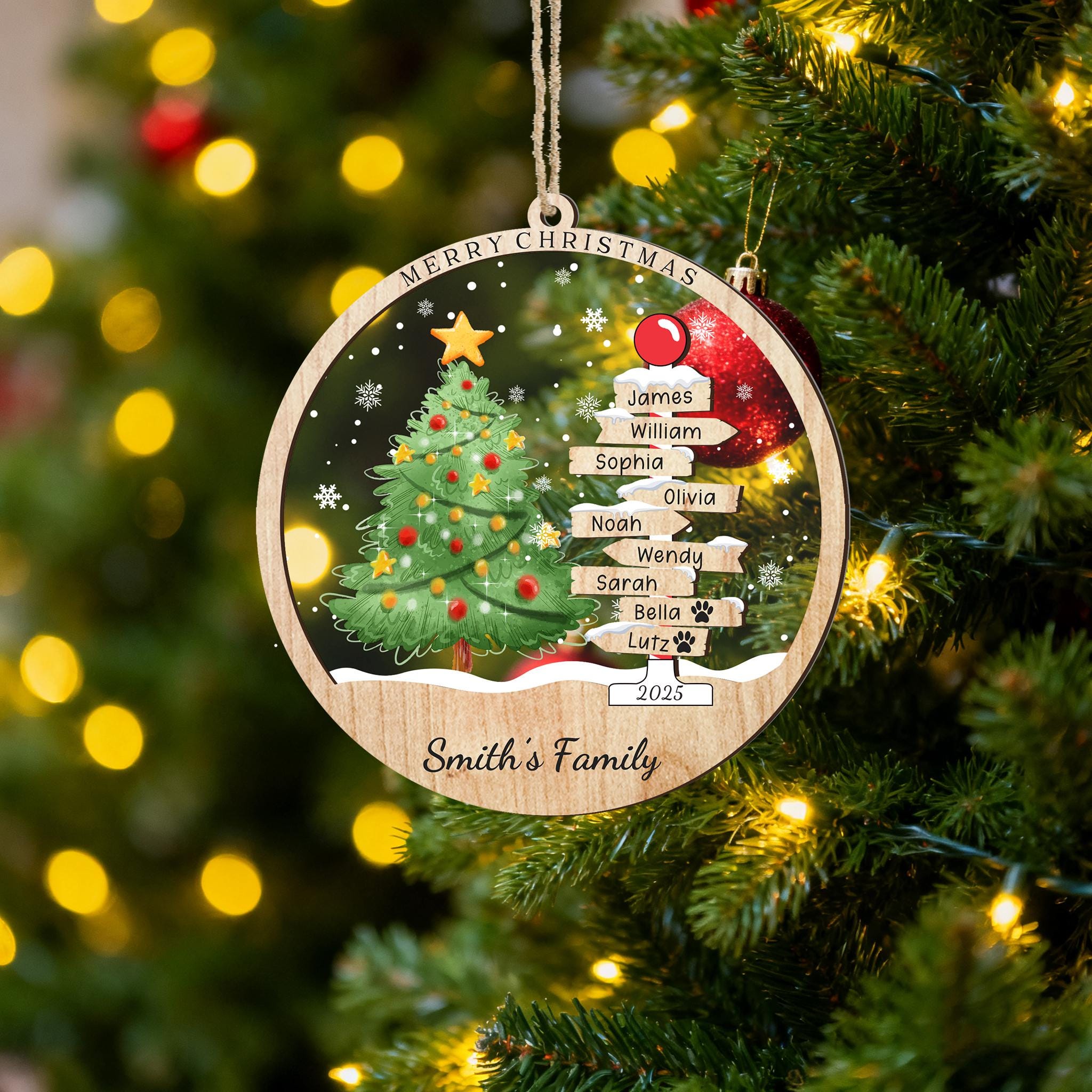 Personalized Christmas Ornament with Names,Custom 2026 Family Ornament,Christmas Tree Ornament,Christmas Tree Decor,Holiday Keepsake