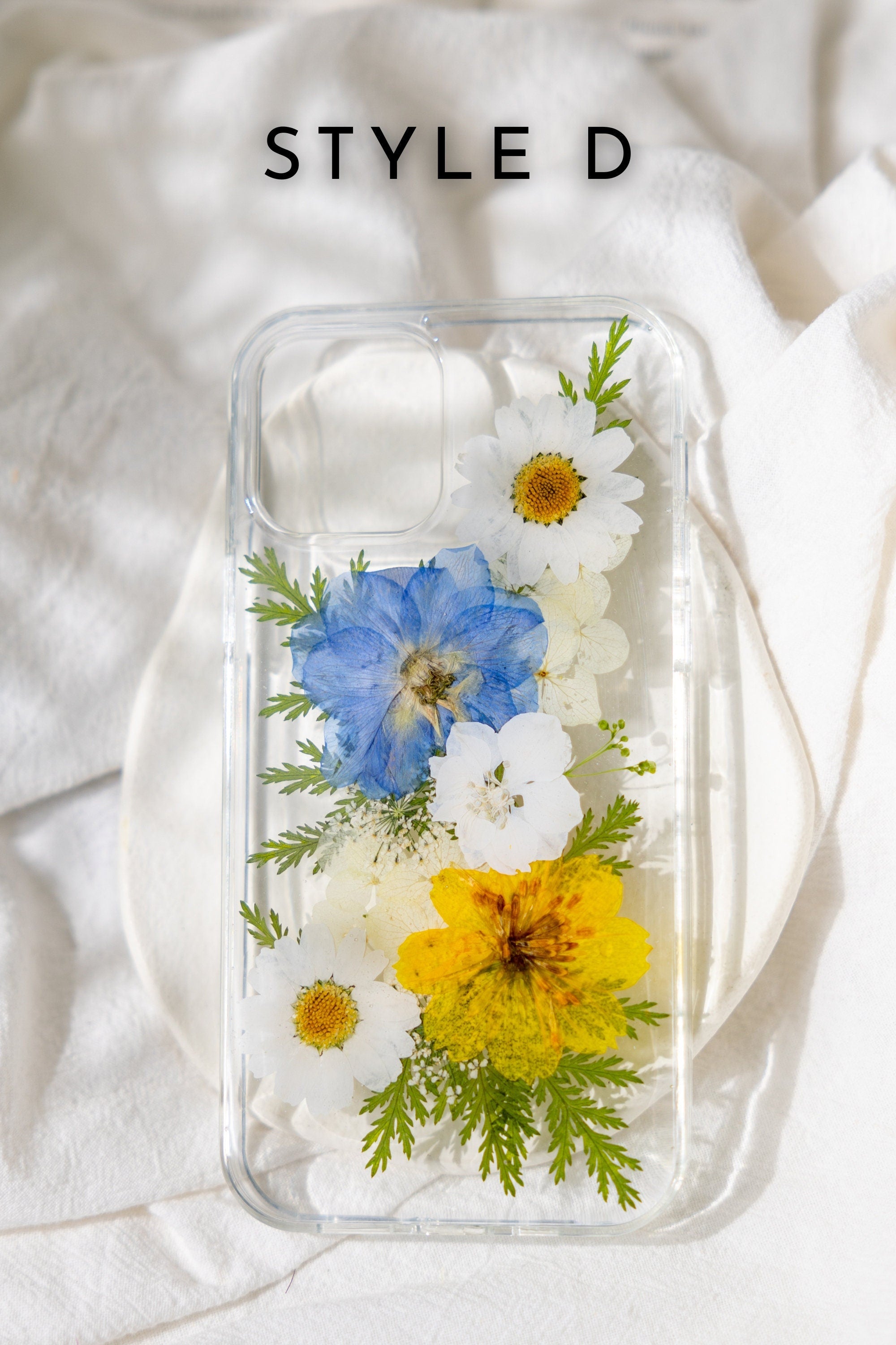 Real Pressed Flower Phone Case – Handmade Floral Resin Cover for iPhone 17/16/15 Pro Max | H9Neko