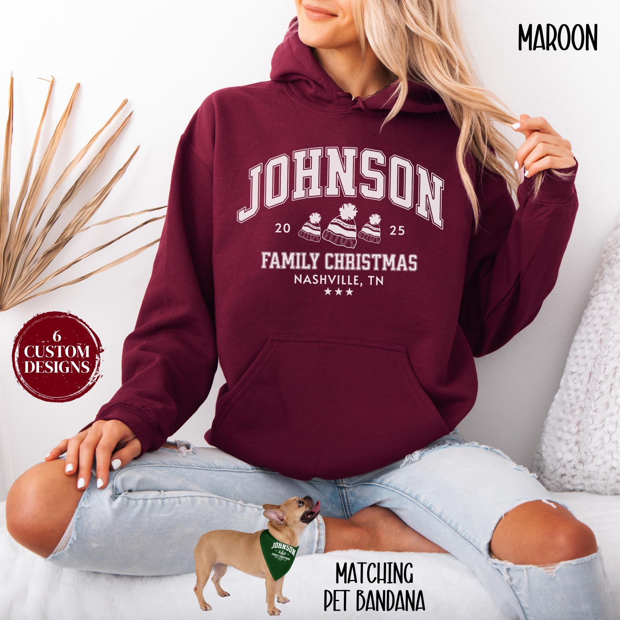 H9NEKO Personalized Family Christmas Hoodies - Vintage Santa Gift