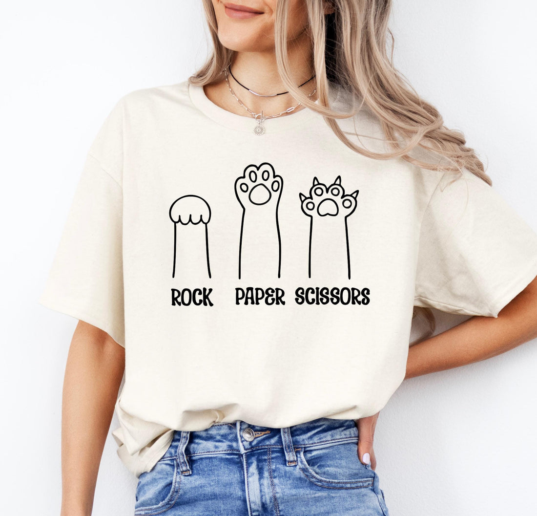 H9NEKO Funny Cat Paw T-Shirt - Rock Paper Scissors Unisex Tee