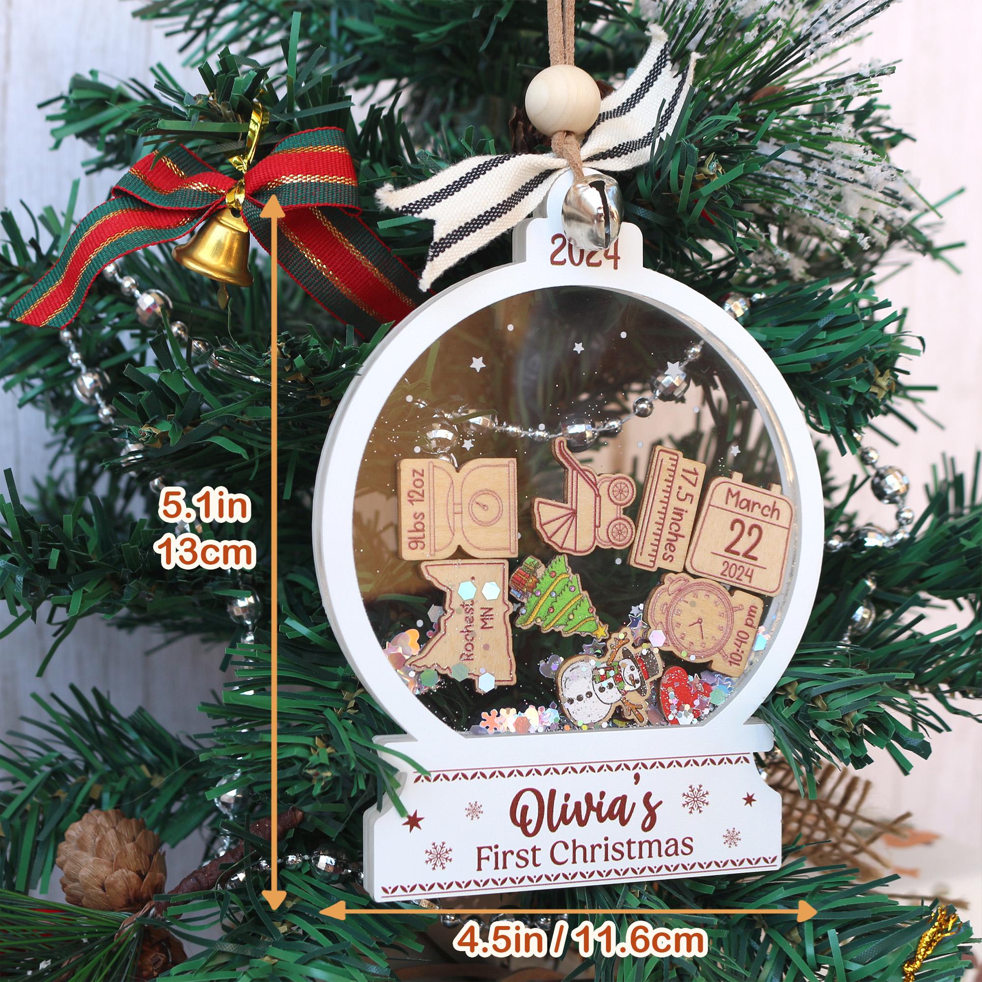 Baby’s First Christmas Ornament 2025 | Unique 4D Acrylic Shaker Keepsake Gift