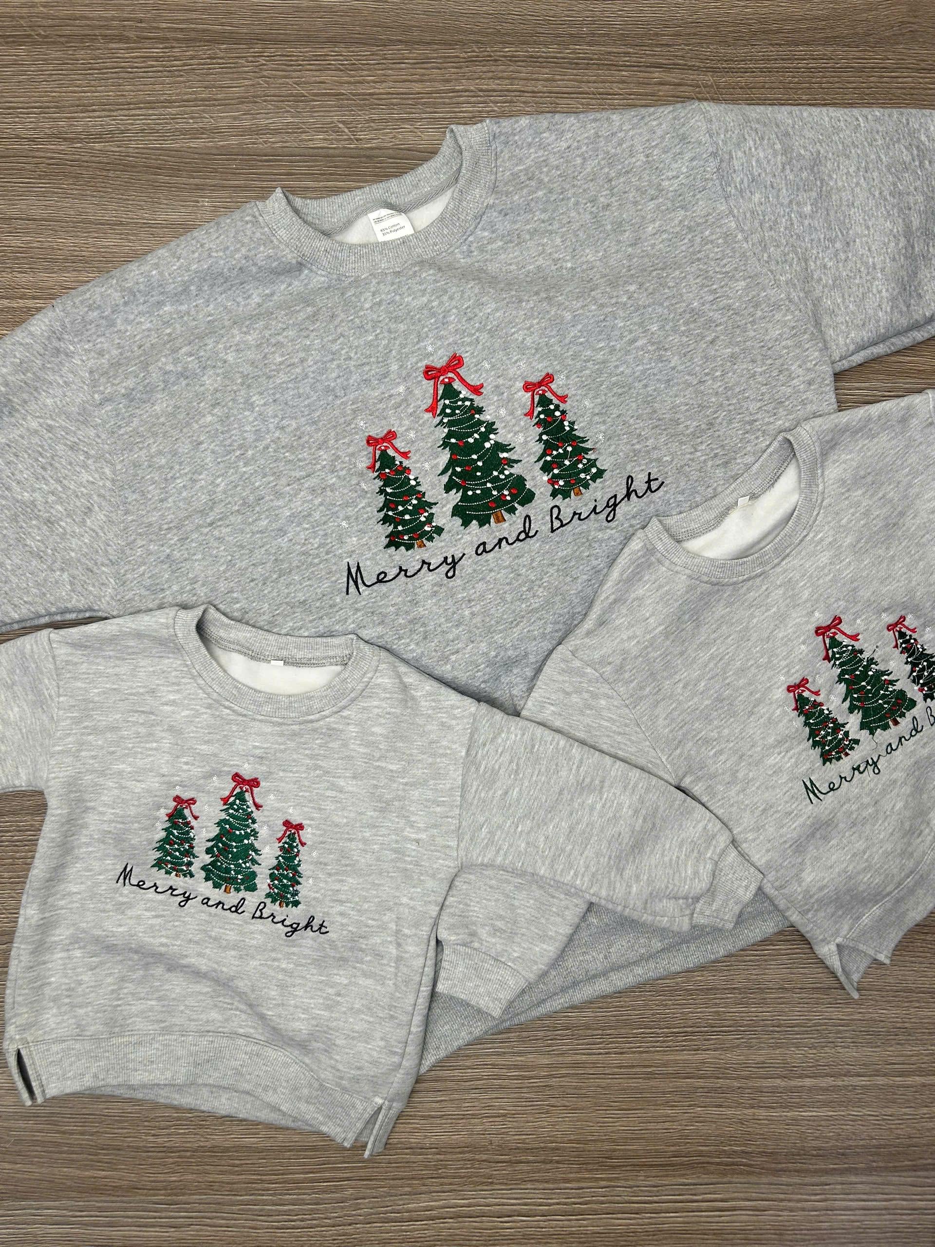 H9Neko Merry and Bright Christmas Hoodie – Embroidered Pine Tree Holiday Outfit & Gift Idea