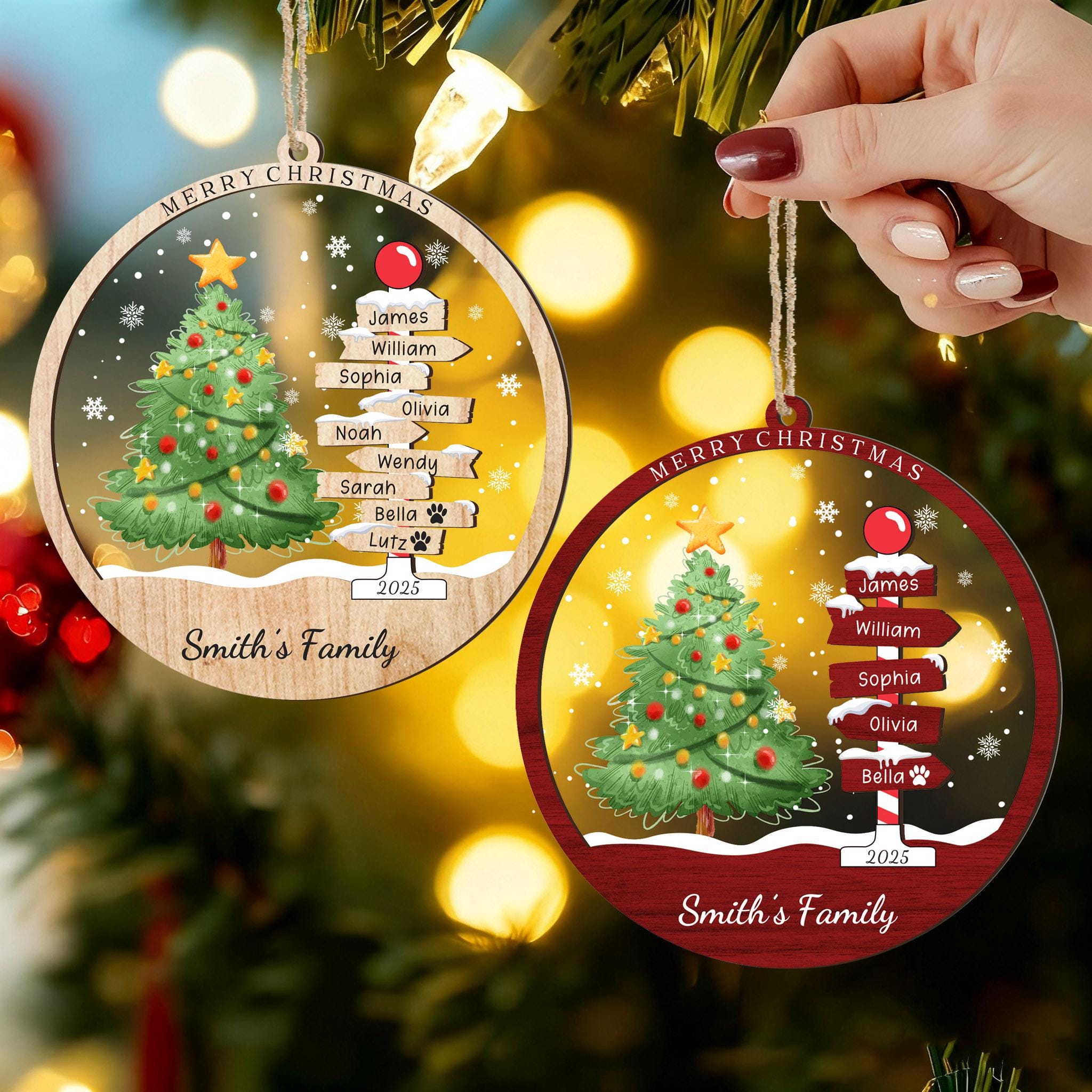 Personalized Christmas Ornament with Names,Custom 2026 Family Ornament,Christmas Tree Ornament,Christmas Tree Decor,Holiday Keepsake