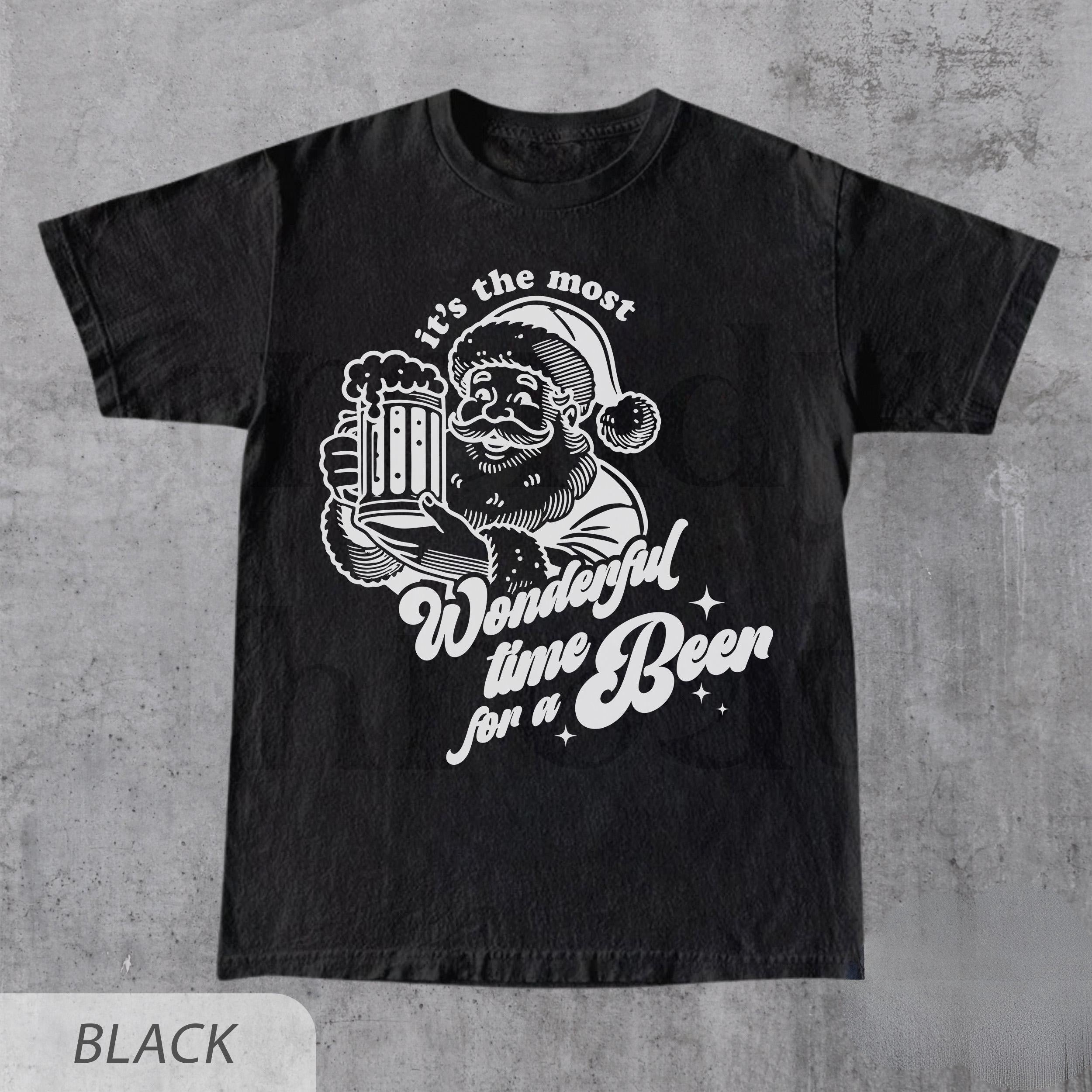 H9Neko Funny Retro Santa Claus Shirt - Christmas Beer Graphic Tee