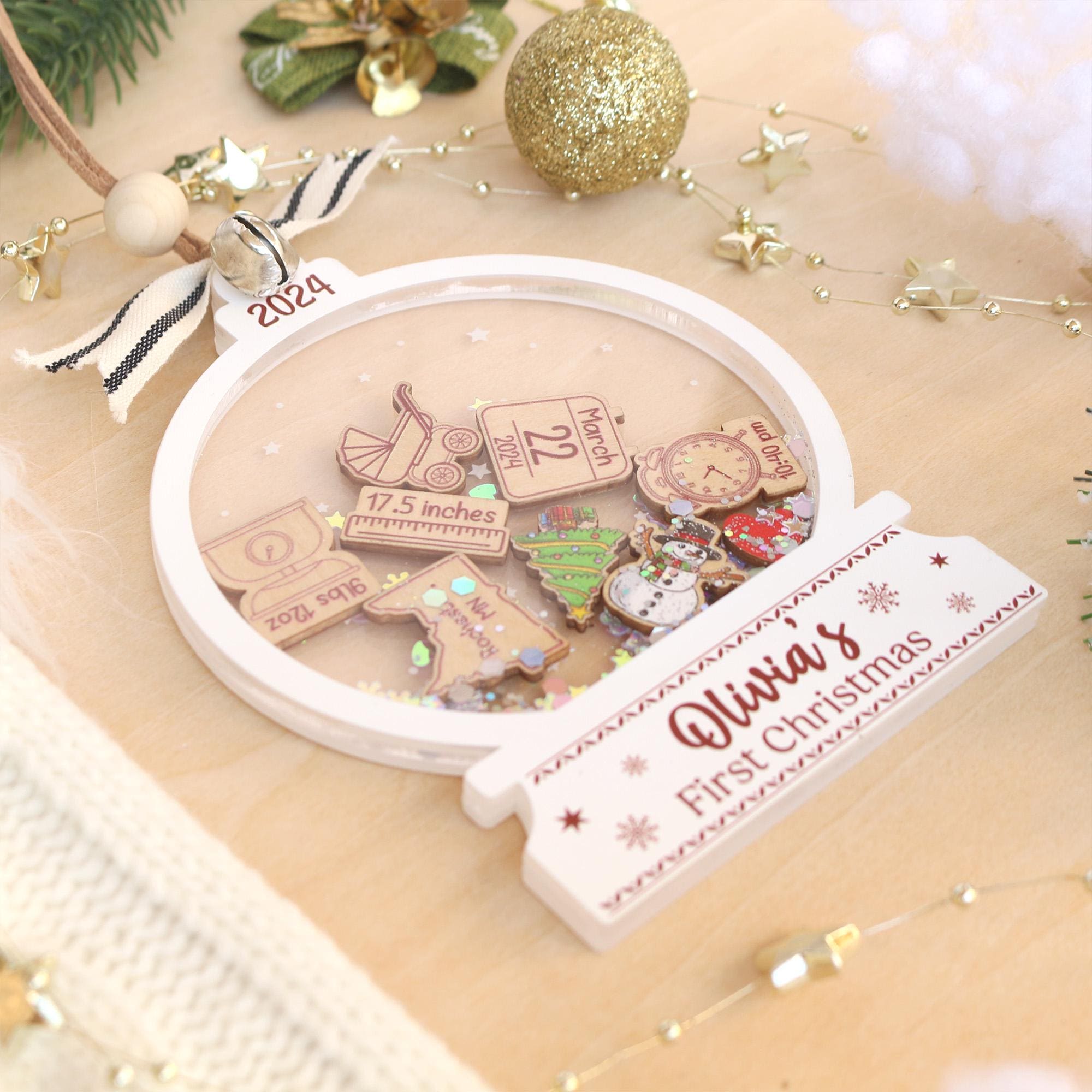 Baby’s First Christmas Ornament 2025 | Unique 4D Acrylic Shaker Keepsake Gift