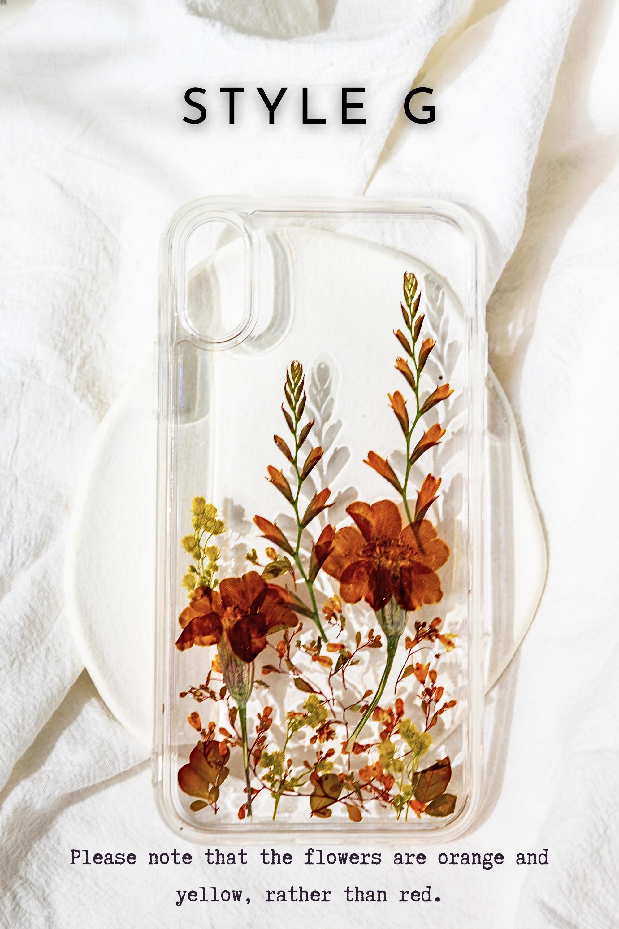 Real Pressed Flower Phone Case – Handmade Floral Resin Cover for iPhone 17/16/15 Pro Max | H9Neko