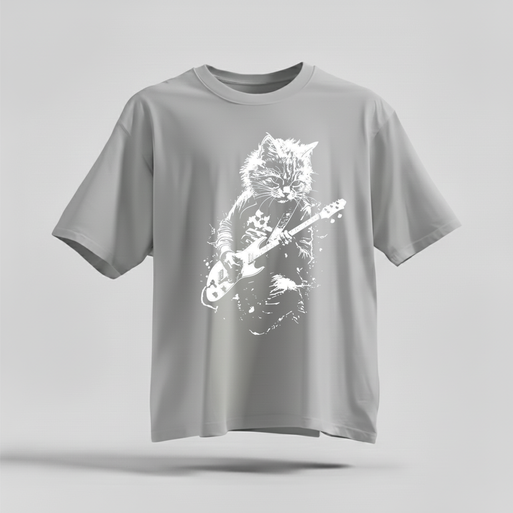 Rock Cat Guitar T-Shirt - Funny Cat Lover Gift Tee by H9NEKO
