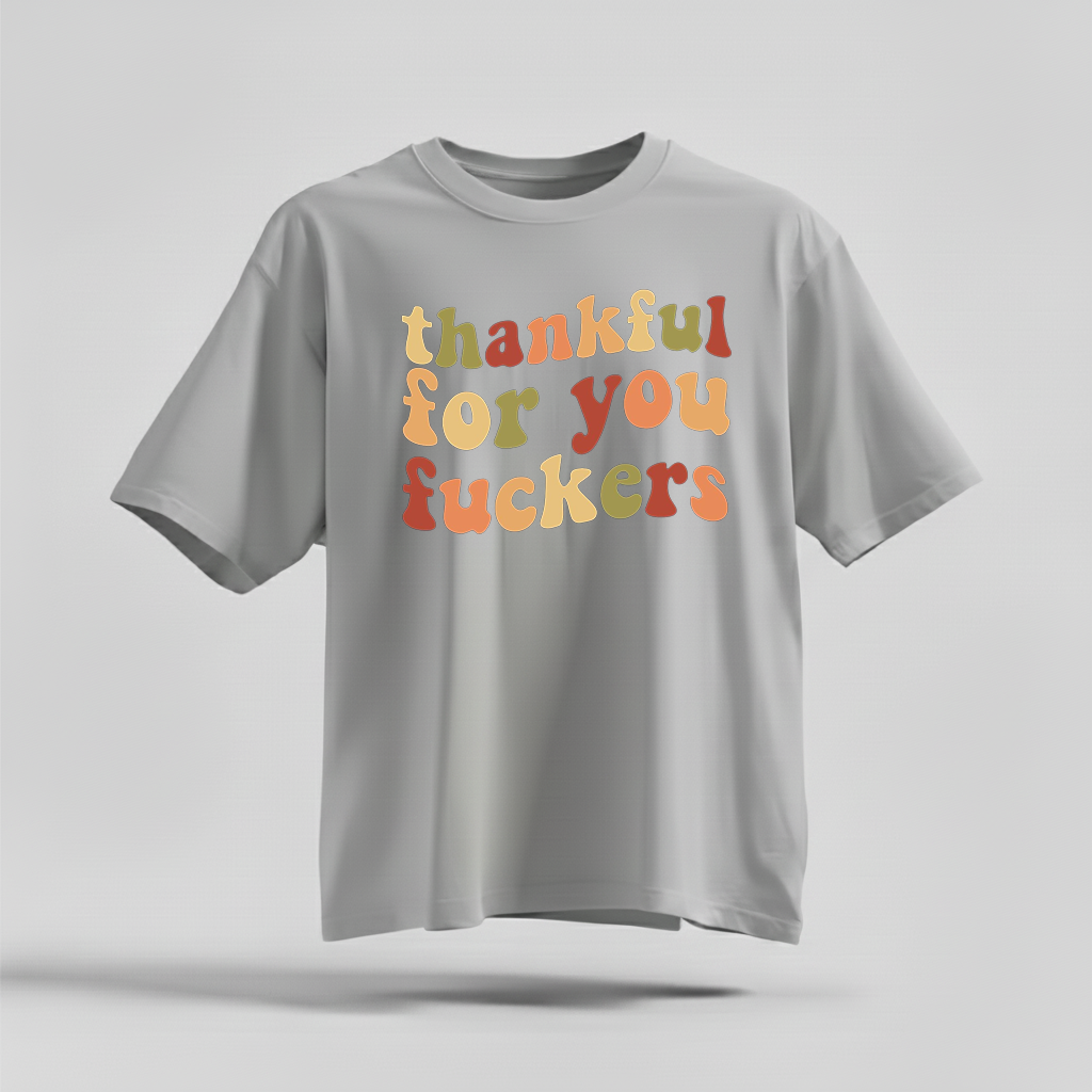 H9Neko Funny Thanksgiving Shirt – “Thankful For You” Retro Friendsgiving Tee, Sarcastic Fall Graphic T-Shirt, Thanksgiving Gift Idea