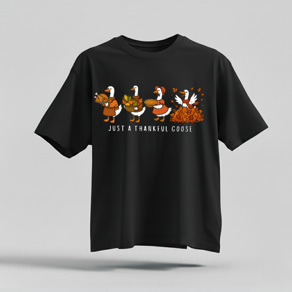 H9Neko Comfort Colors Thankful Goose Thanksgiving T-Shirt – Silly Goose Tee, Family Fall Shirt, Autumn Vibes Graphic Tee