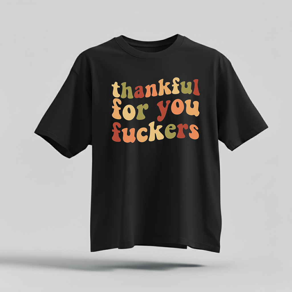 H9Neko Funny Thanksgiving Shirt – “Thankful For You” Retro Friendsgiving Tee, Sarcastic Fall Graphic T-Shirt, Thanksgiving Gift Idea