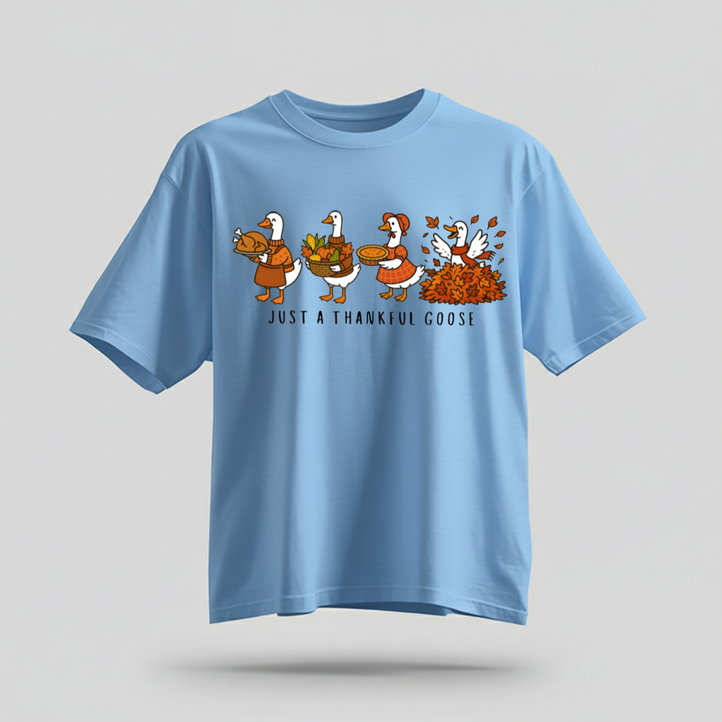 H9Neko Comfort Colors Thankful Goose Thanksgiving T-Shirt – Silly Goose Tee, Family Fall Shirt, Autumn Vibes Graphic Tee