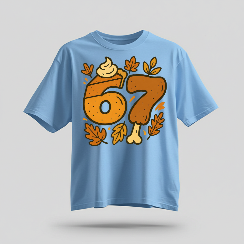 H9Neko 6 7 Meme Thanksgiving Turkey Shirt – Funny Fall Season Tee, Trendy Six Seven Couples T-Shirt