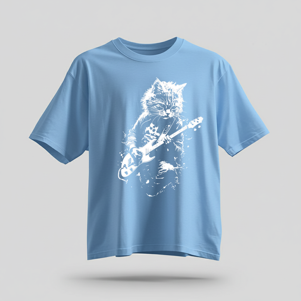 Rock Cat Guitar T-Shirt - Funny Cat Lover Gift Tee by H9NEKO