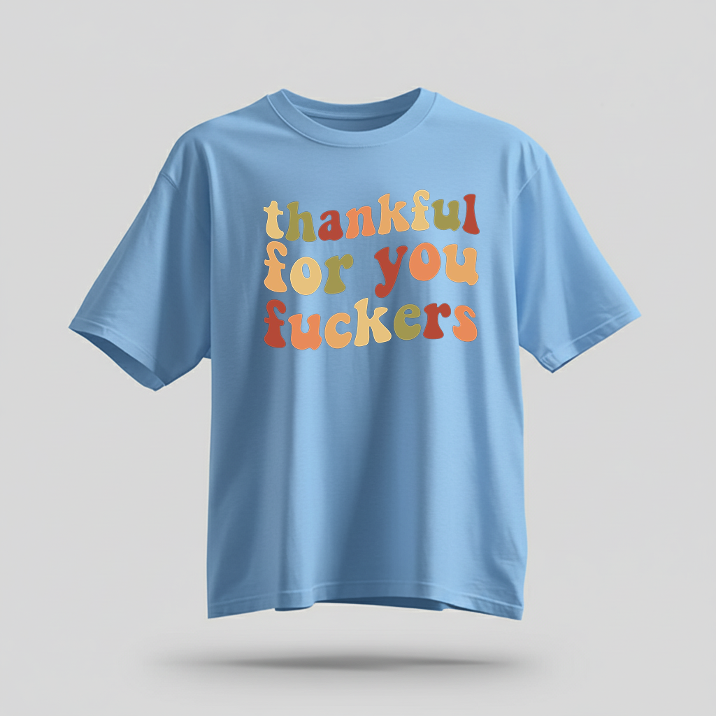 H9Neko Funny Thanksgiving Shirt – “Thankful For You” Retro Friendsgiving Tee, Sarcastic Fall Graphic T-Shirt, Thanksgiving Gift Idea