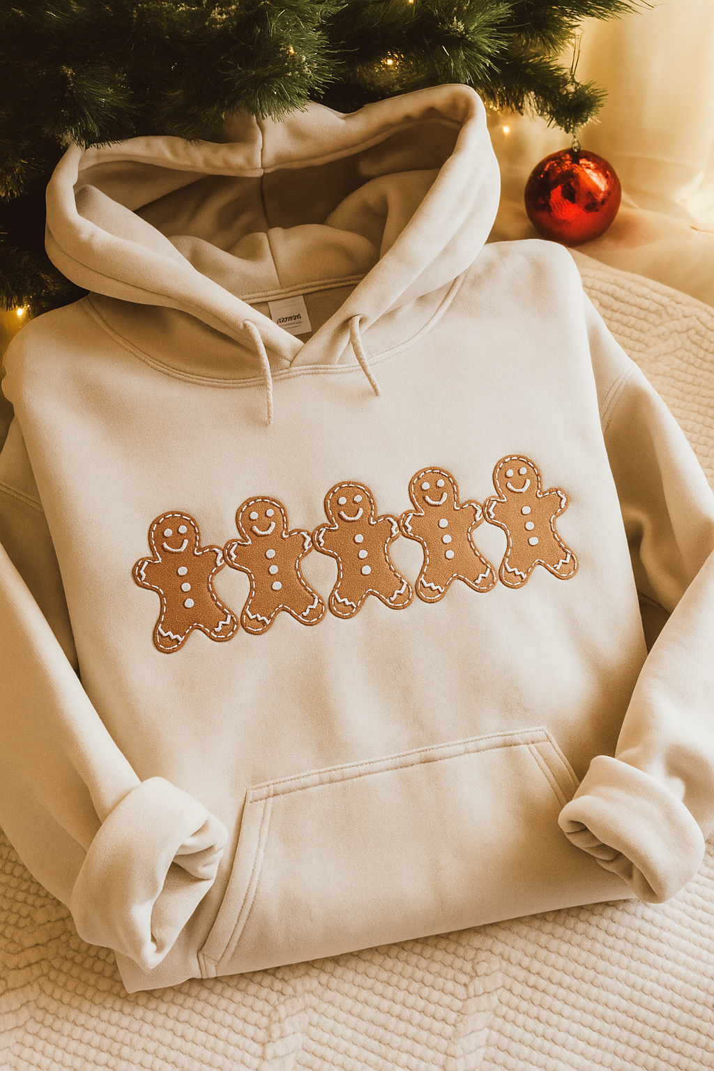 H9Neko Embroidered Gingerbread Cookies Christmas Hoodie – Cozy Festive Holiday Outfit