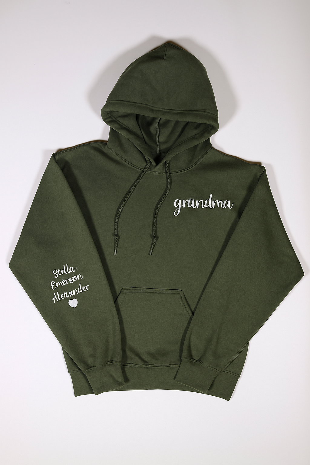 H9Neko Personalized Grandma Embroidered Hoodie – Custom Grandkid Names on Sleeve, Gigi Mimi Nana Birthday & Announcement Gift
