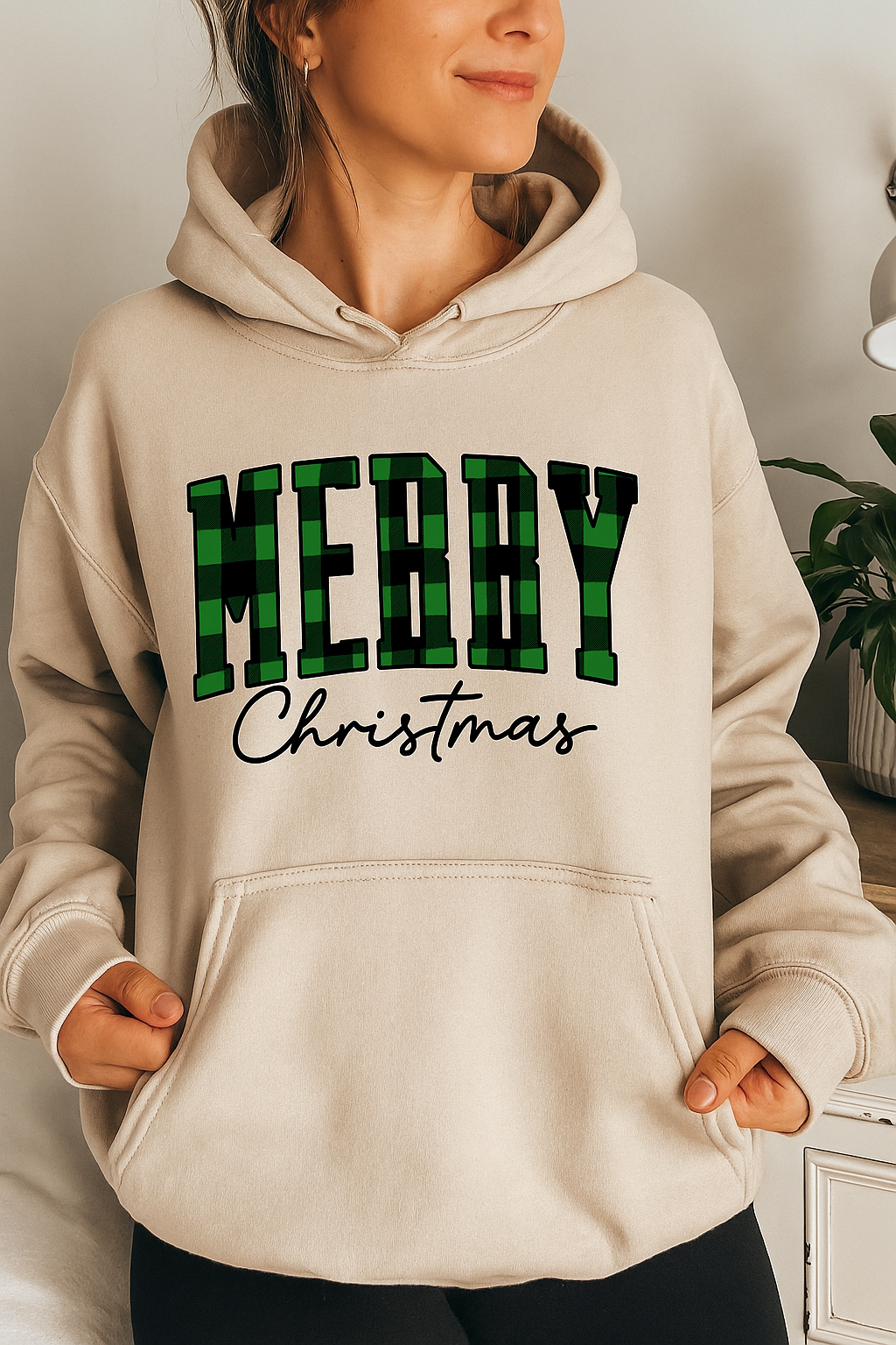 H9NEKO Buffalo Plaid Christmas Hoodie - Family Pullover Gift Idea