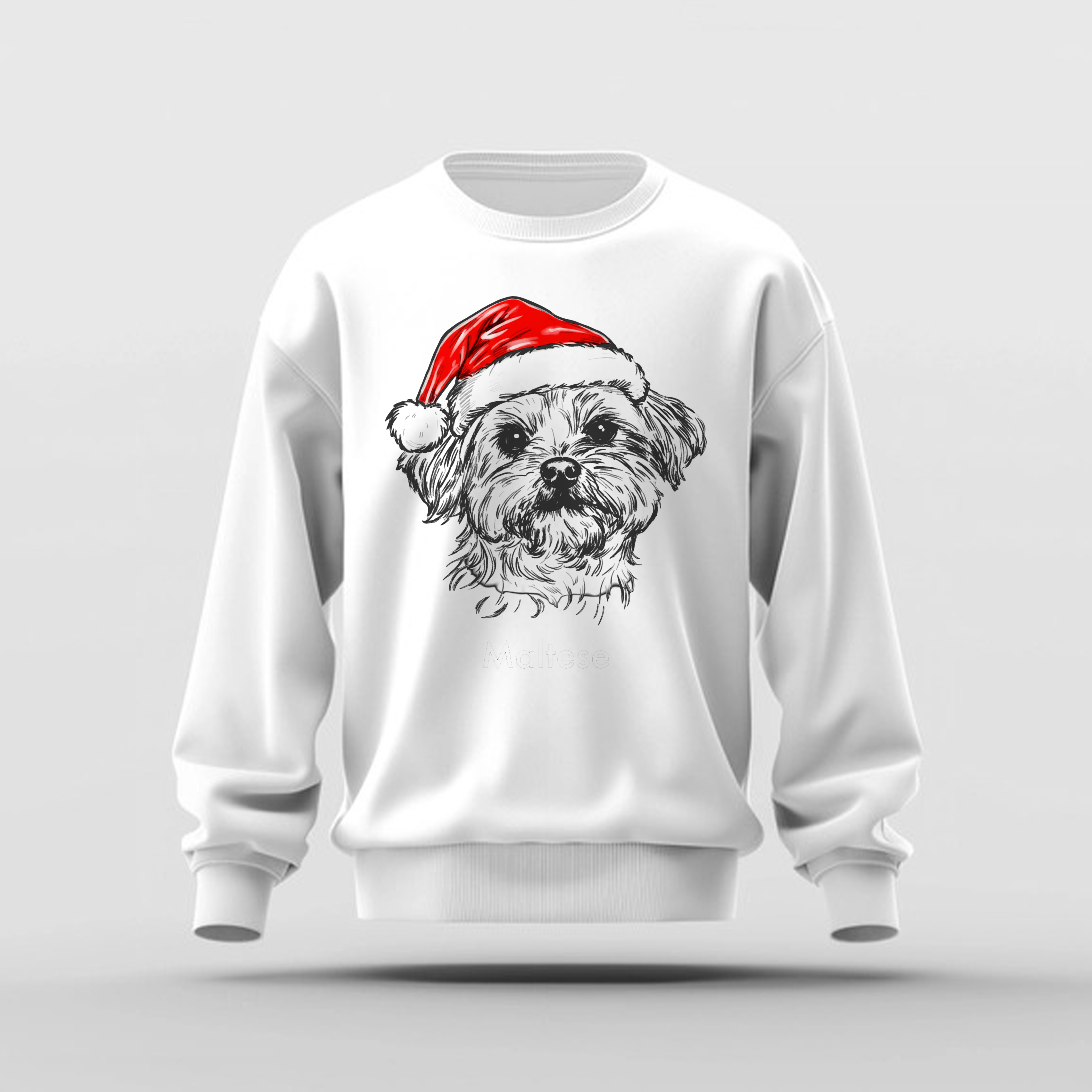 Funny Christmas Dog Sweatshirt – Custom Santa Paws Design, 50 Breeds Available