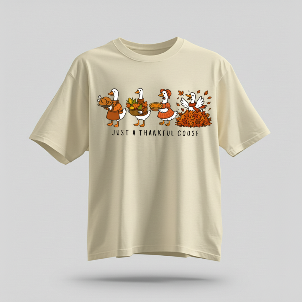 H9Neko Comfort Colors Thankful Goose Thanksgiving T-Shirt – Silly Goose Tee, Family Fall Shirt, Autumn Vibes Graphic Tee