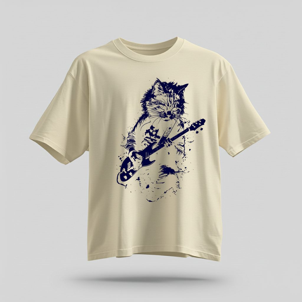 Rock Cat Guitar T-Shirt - Funny Cat Lover Gift Tee by H9NEKO