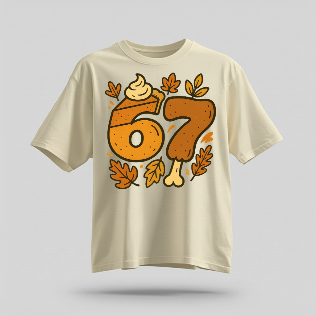 H9Neko 6 7 Meme Thanksgiving Turkey Shirt – Funny Fall Season Tee, Trendy Six Seven Couples T-Shirt