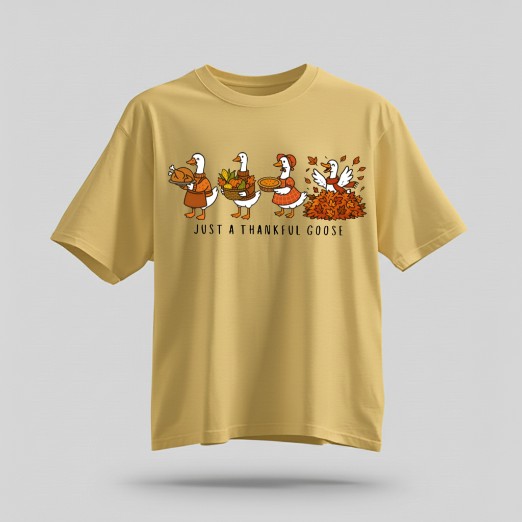 H9Neko Comfort Colors Thankful Goose Thanksgiving T-Shirt – Silly Goose Tee, Family Fall Shirt, Autumn Vibes Graphic Tee