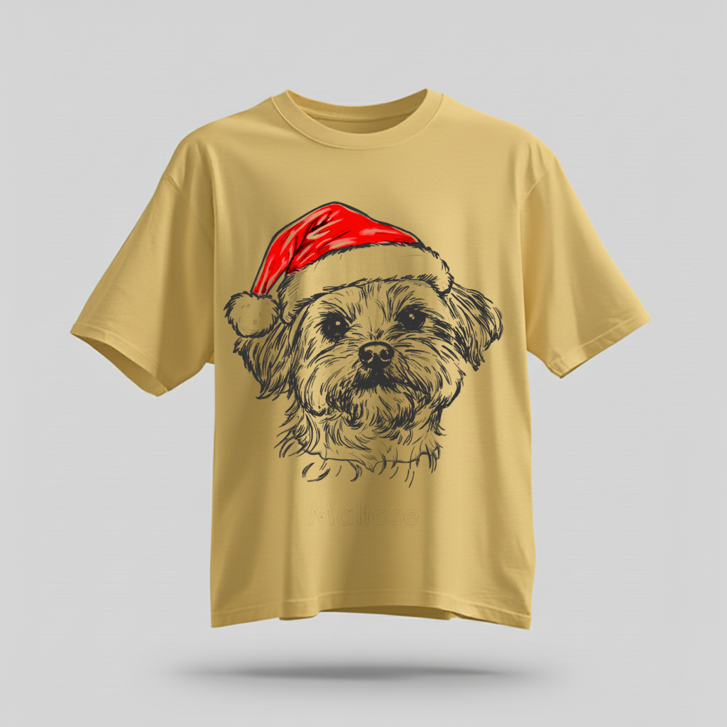 H9Neko Santa Paws Dog T-Shirt – 50 Dog Breeds, Festive Christmas Gift for Dog Lovers