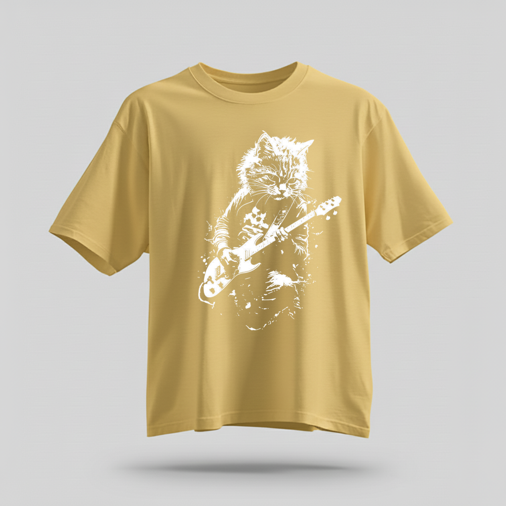 Rock Cat Guitar T-Shirt - Funny Cat Lover Gift Tee by H9NEKO