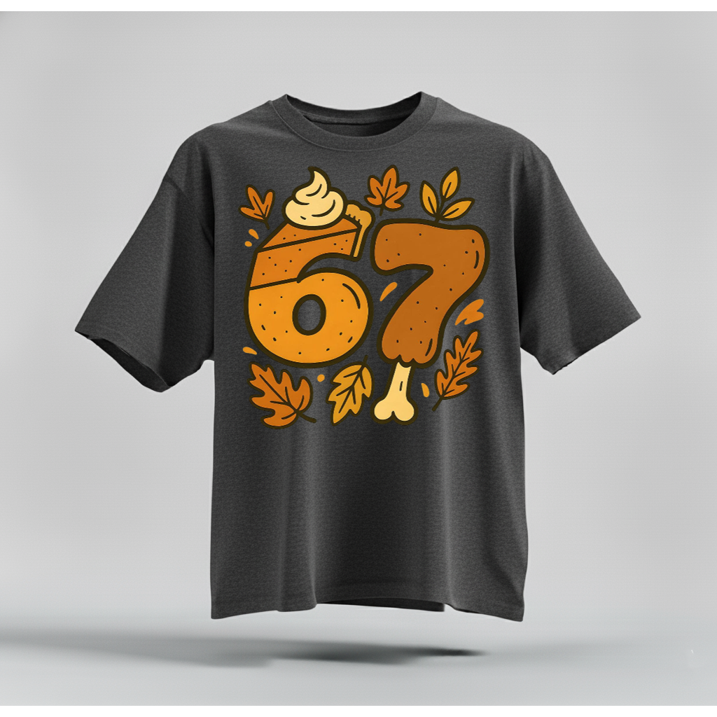 H9Neko 6 7 Meme Thanksgiving Turkey Shirt – Funny Fall Season Tee, Trendy Six Seven Couples T-Shirt