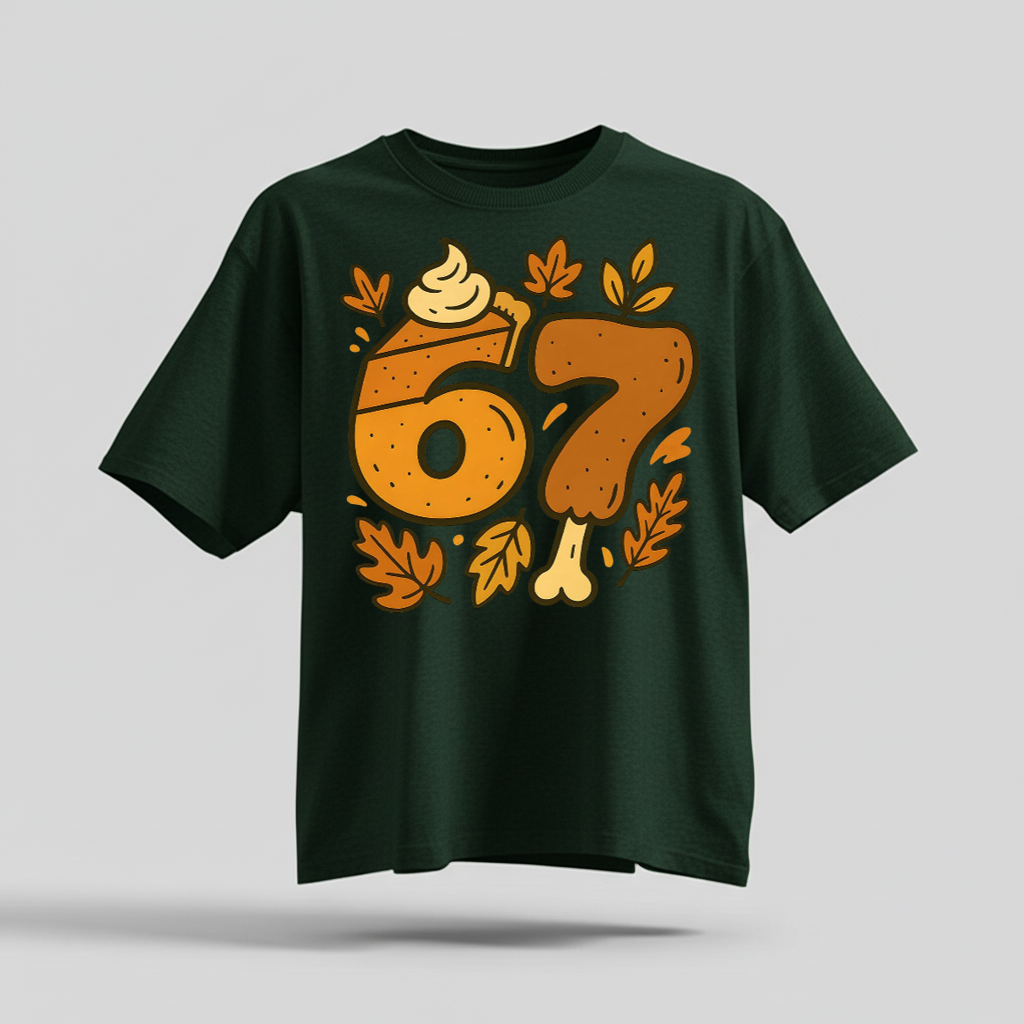 H9Neko 6 7 Meme Thanksgiving Turkey Shirt – Funny Fall Season Tee, Trendy Six Seven Couples T-Shirt