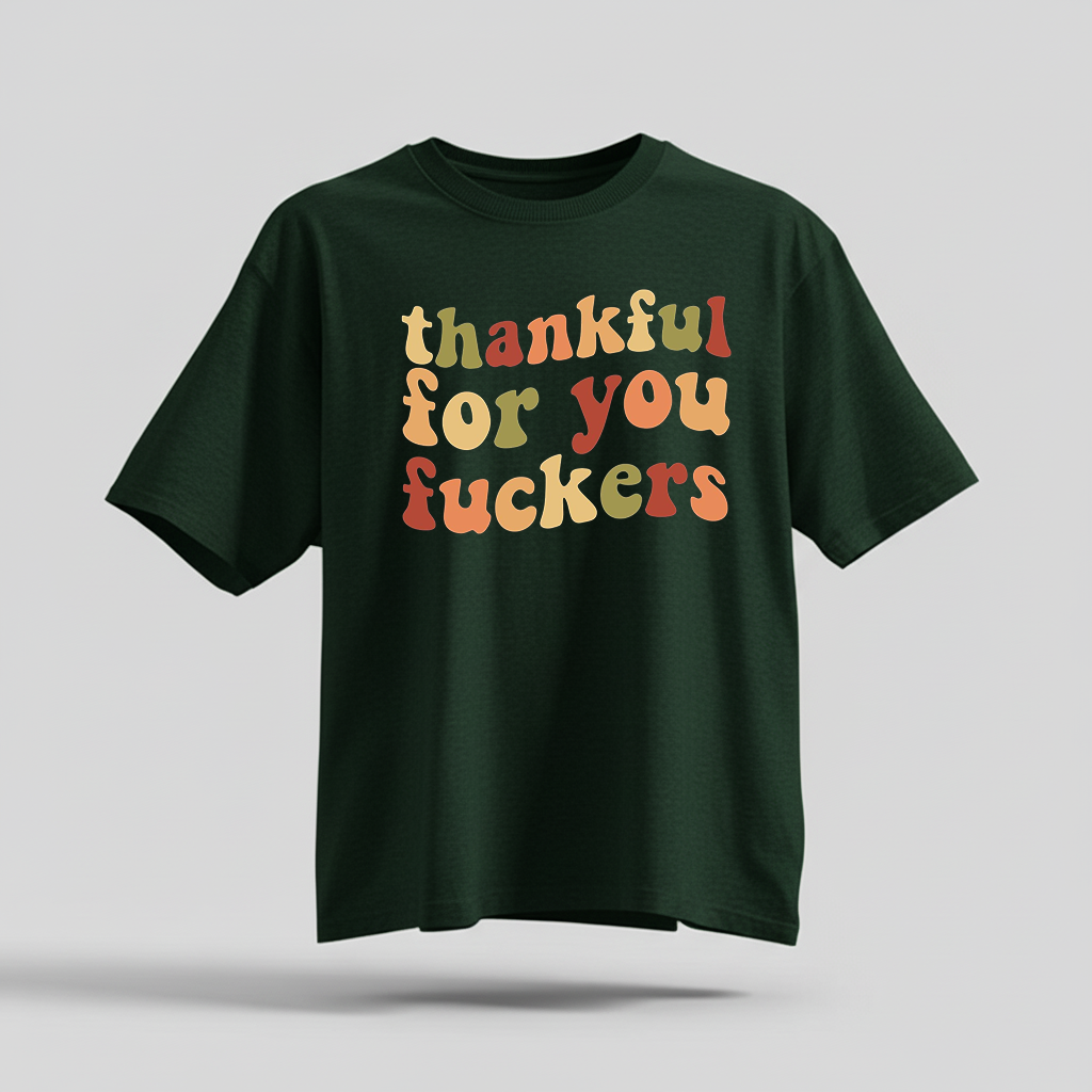 H9Neko Funny Thanksgiving Shirt – “Thankful For You” Retro Friendsgiving Tee, Sarcastic Fall Graphic T-Shirt, Thanksgiving Gift Idea