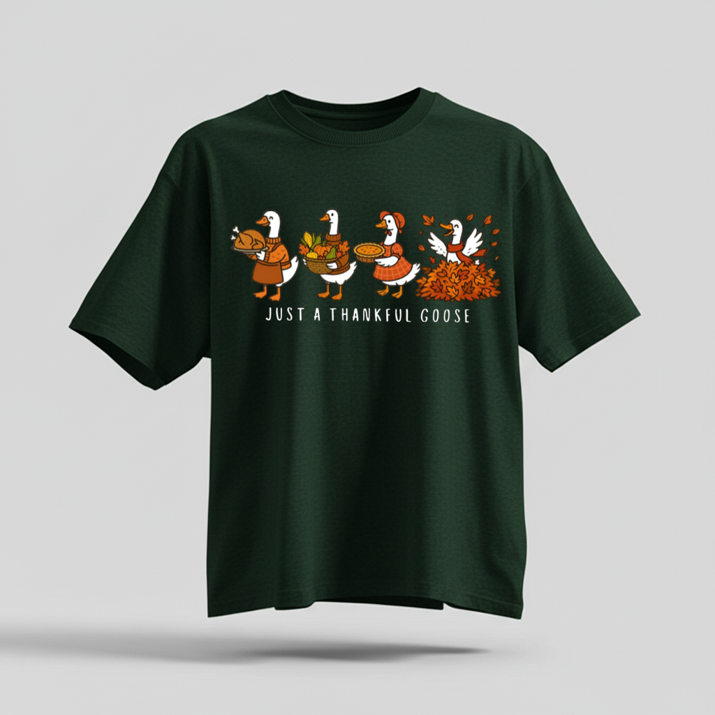 H9Neko Comfort Colors Thankful Goose Thanksgiving T-Shirt – Silly Goose Tee, Family Fall Shirt, Autumn Vibes Graphic Tee