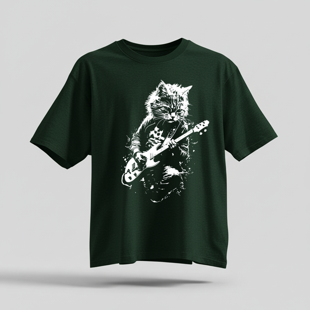 Rock Cat Guitar T-Shirt - Funny Cat Lover Gift Tee by H9NEKO