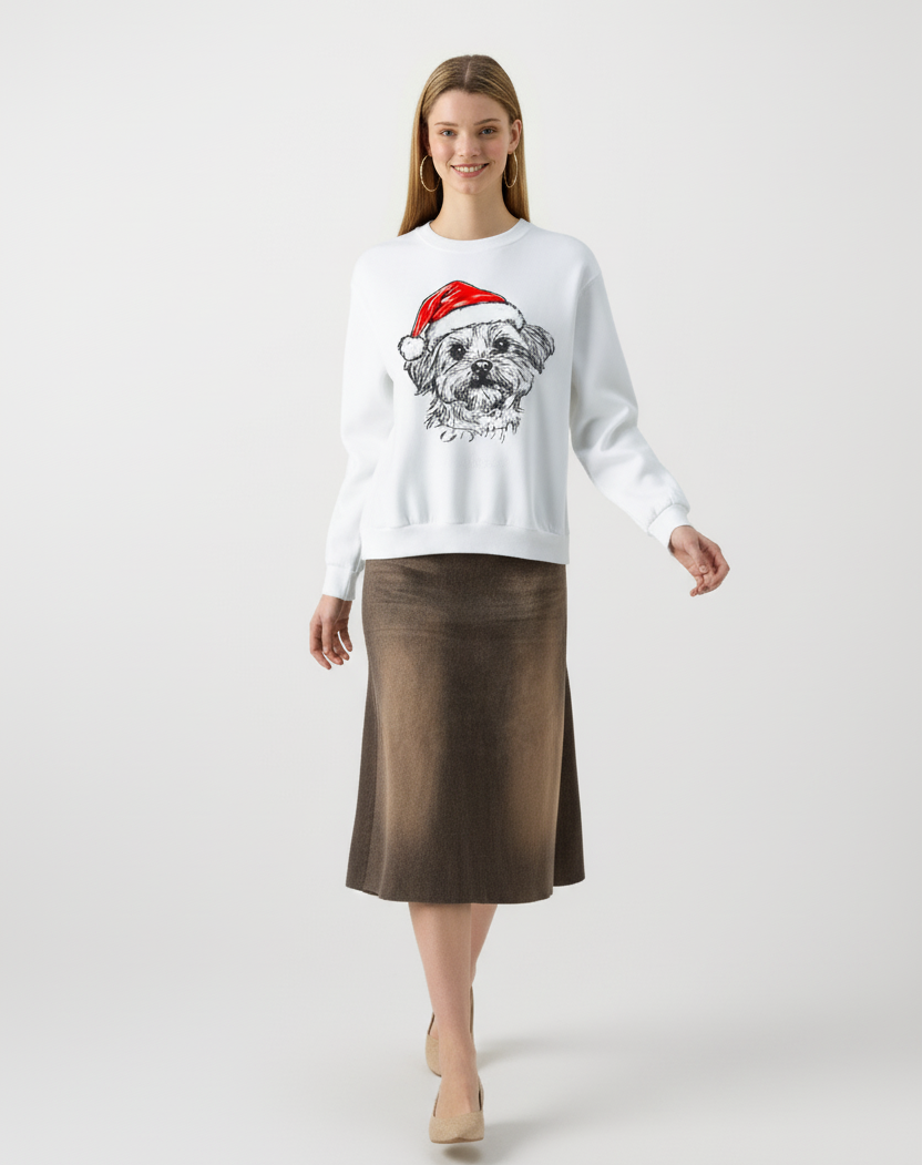 Funny Christmas Dog Sweatshirt – Custom Santa Paws Design, 50 Breeds Available