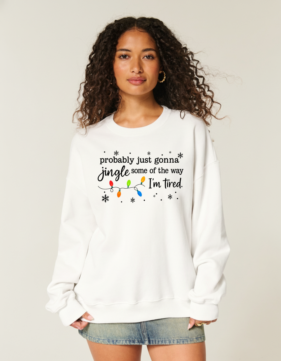 H9neko Funny Jingle Song Christmas Sweatshirt - Tired Holiday Shirt