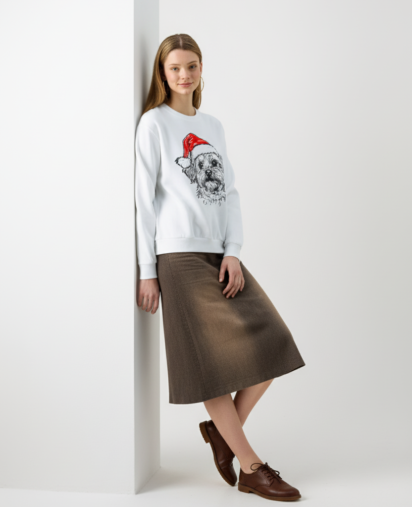 Funny Christmas Dog Sweatshirt – Custom Santa Paws Design, 50 Breeds Available