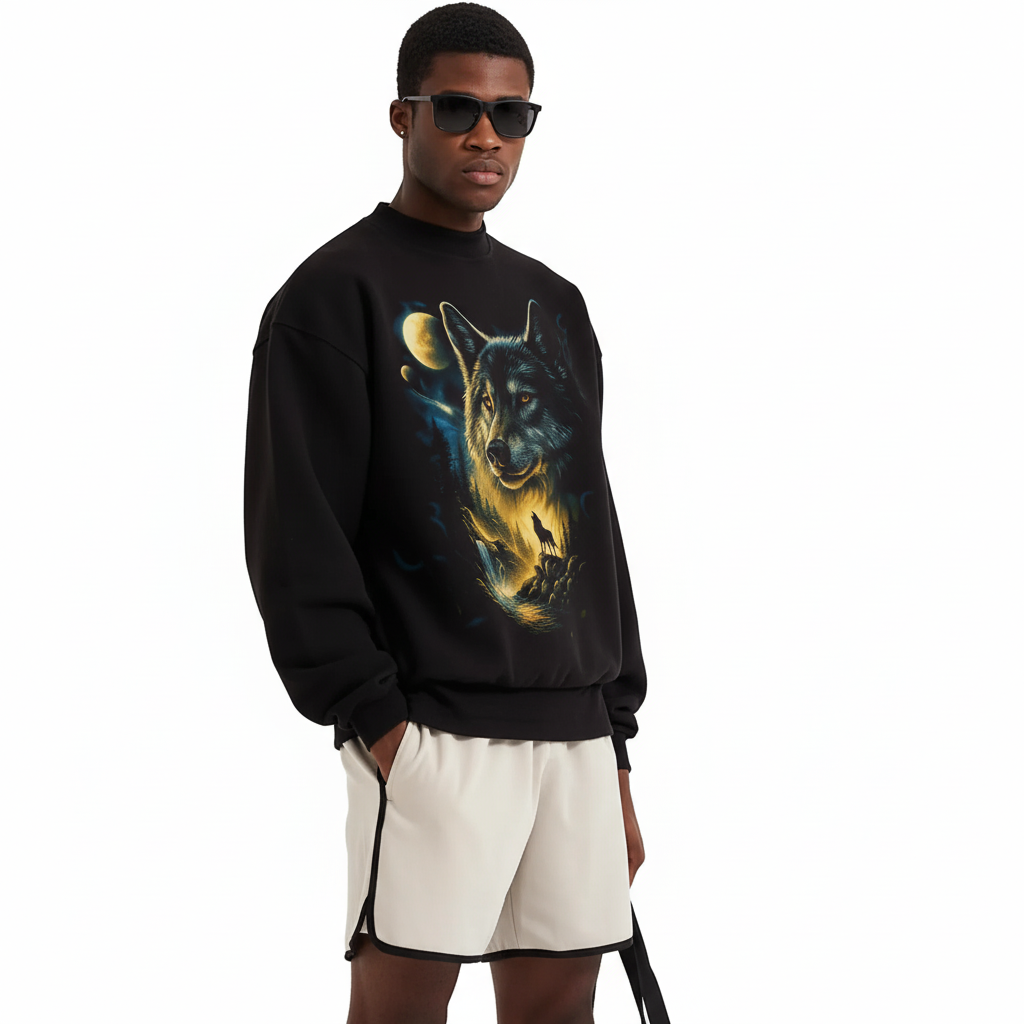 H9NEKO Grunge Wolf Vintage 90s Graphic SweatShirt Comfort Colors