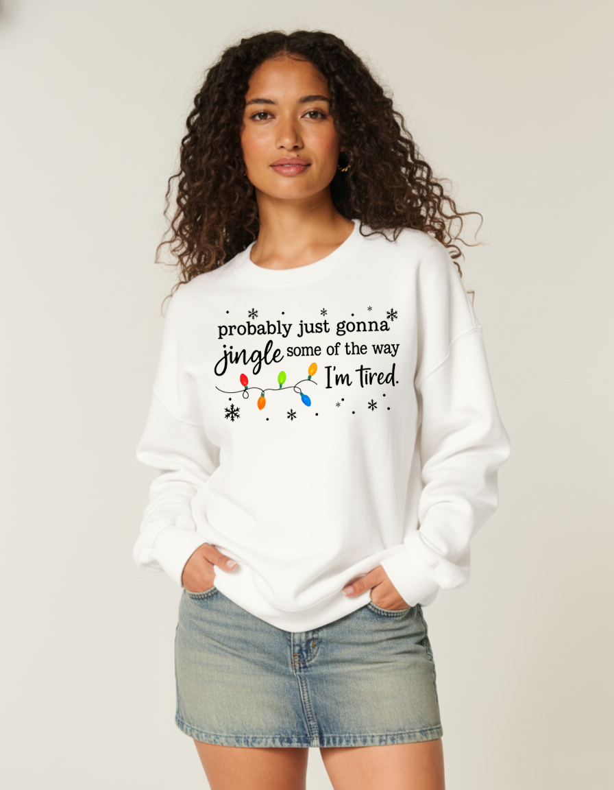 H9neko Funny Jingle Song Christmas Sweatshirt - Tired Holiday Shirt