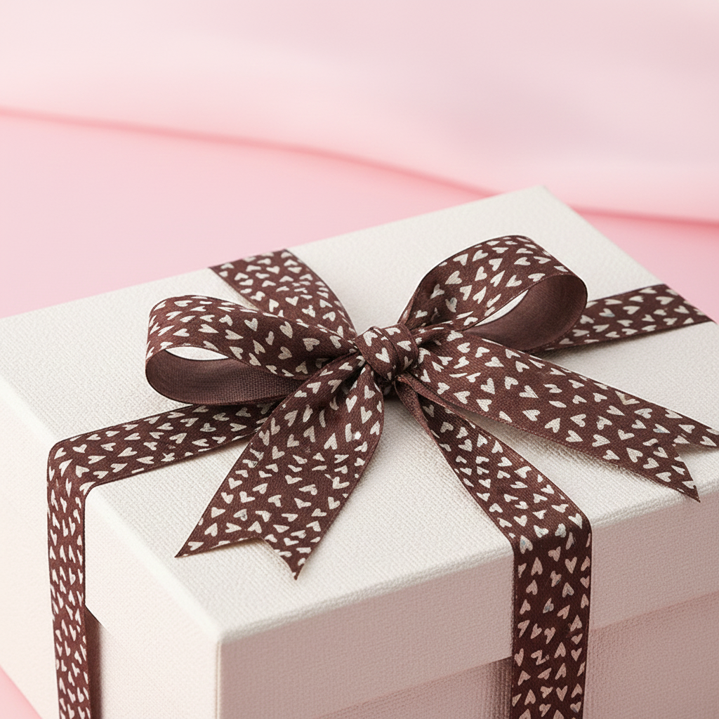 Chocolate Brown Heart Ribbon 1" x 10yd | Cozy Autumn Gift Wrapping & Thanksgiving | H9Neko