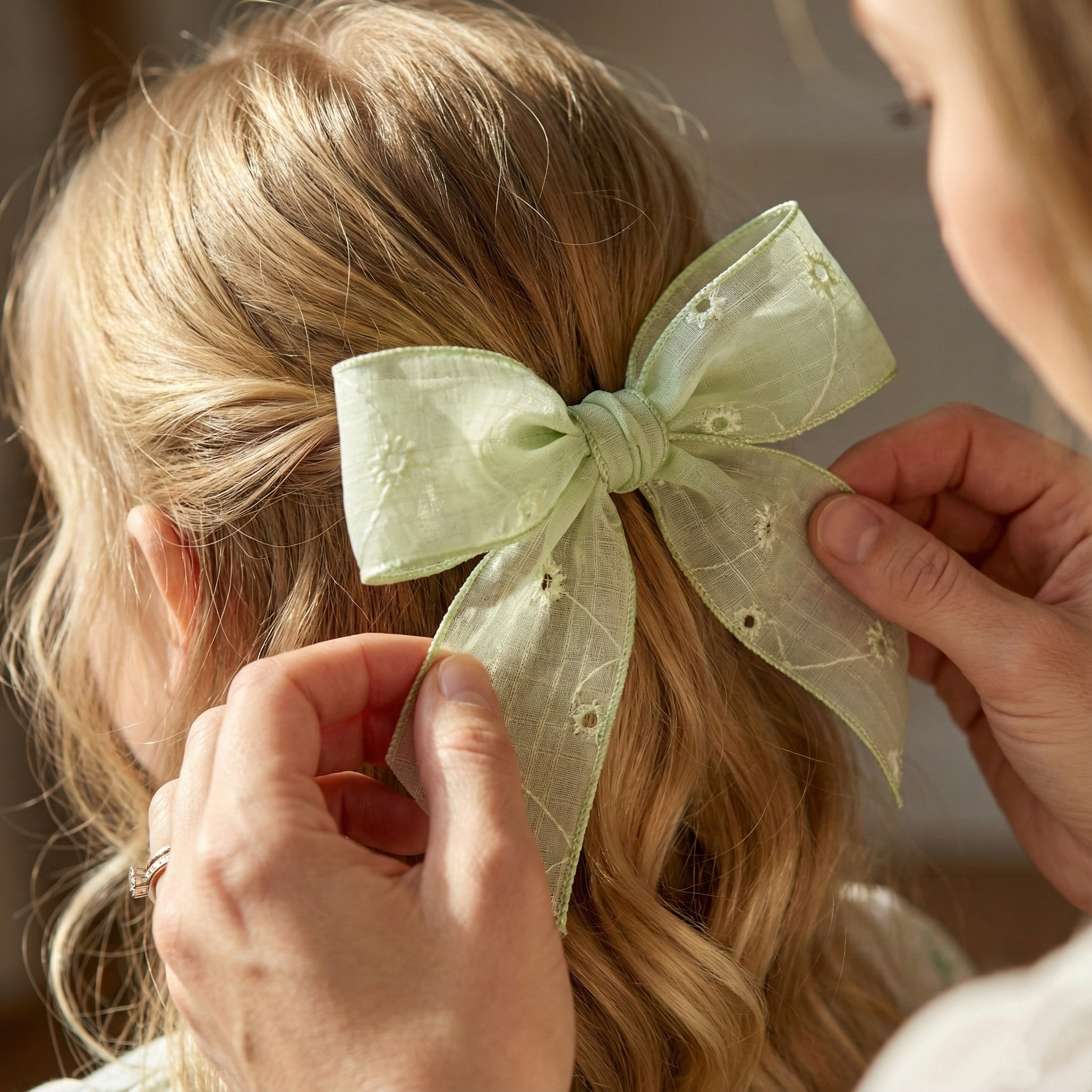 Sheer Mint Ribbon 1" x 10yd | Pastel Eyelet Floral for Wedding & Gift Wrapping |H9Neko