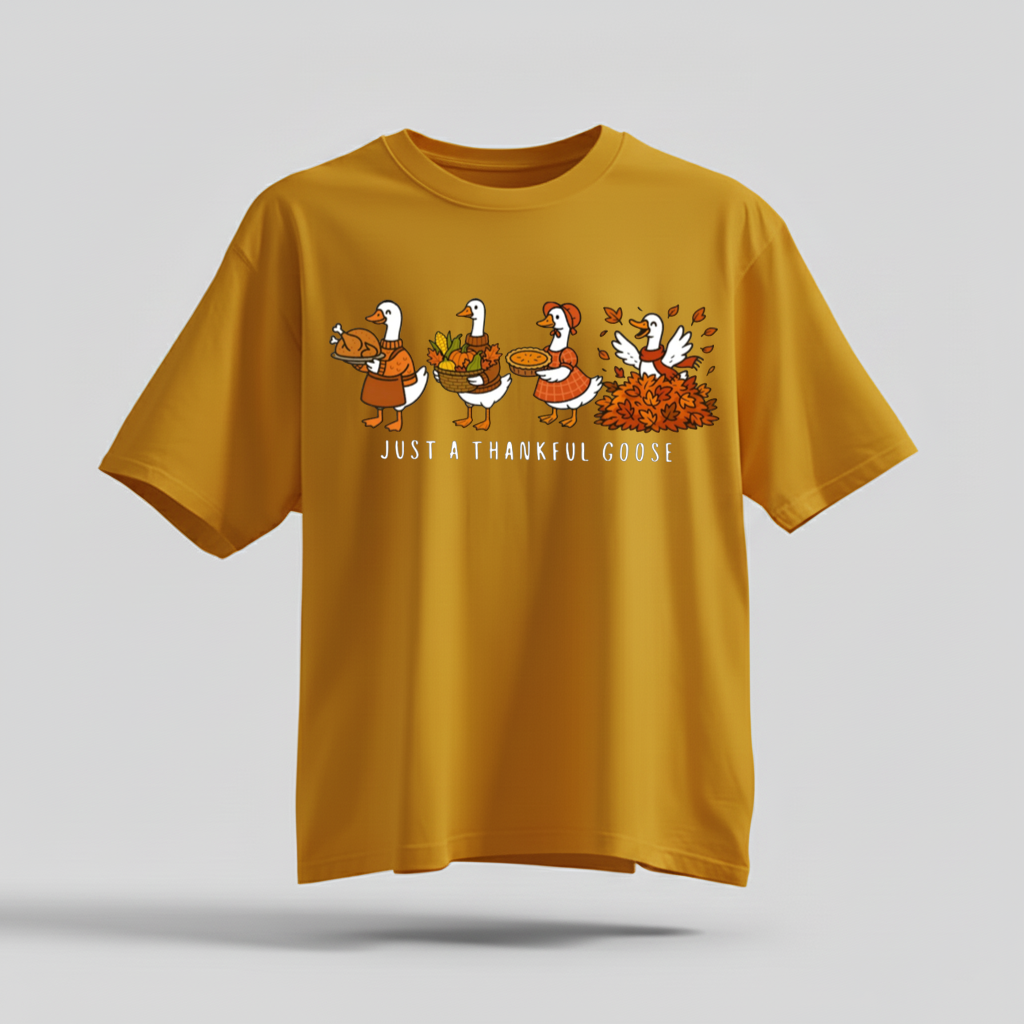 H9Neko Comfort Colors Thankful Goose Thanksgiving T-Shirt – Silly Goose Tee, Family Fall Shirt, Autumn Vibes Graphic Tee