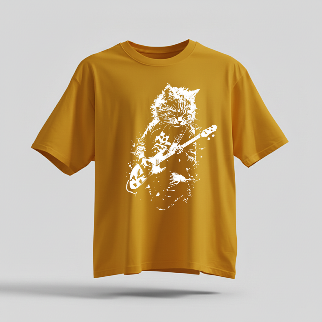 Rock Cat Guitar T-Shirt - Funny Cat Lover Gift Tee by H9NEKO