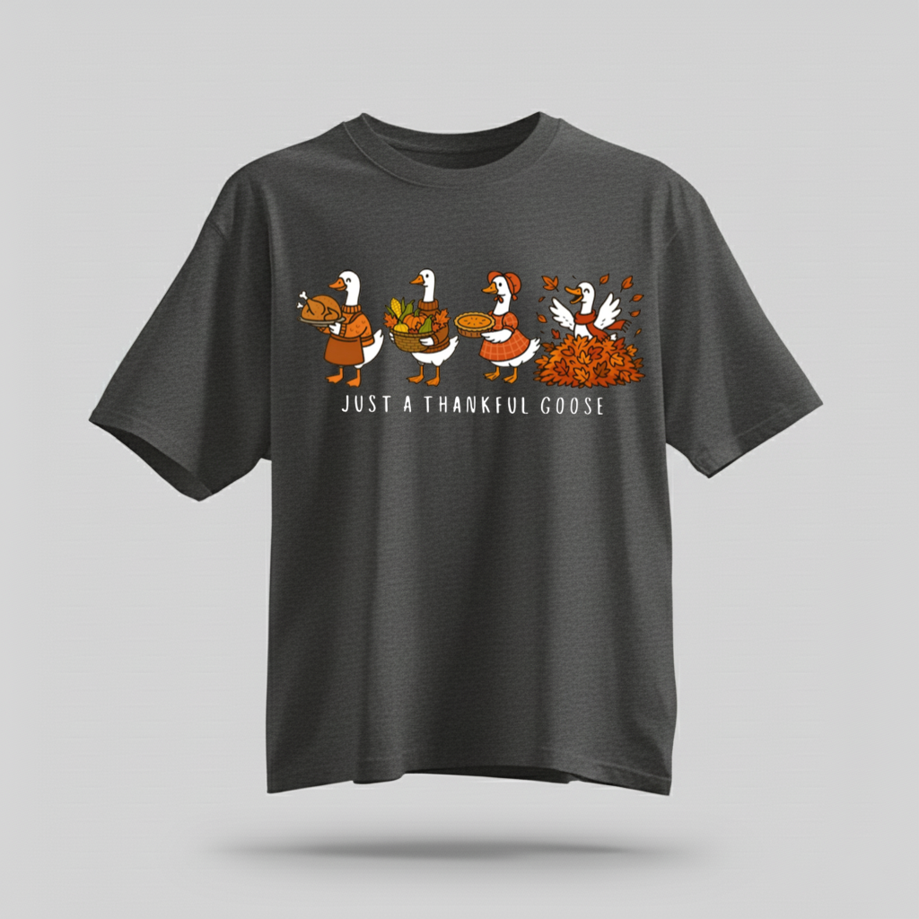 H9Neko Comfort Colors Thankful Goose Thanksgiving T-Shirt – Silly Goose Tee, Family Fall Shirt, Autumn Vibes Graphic Tee