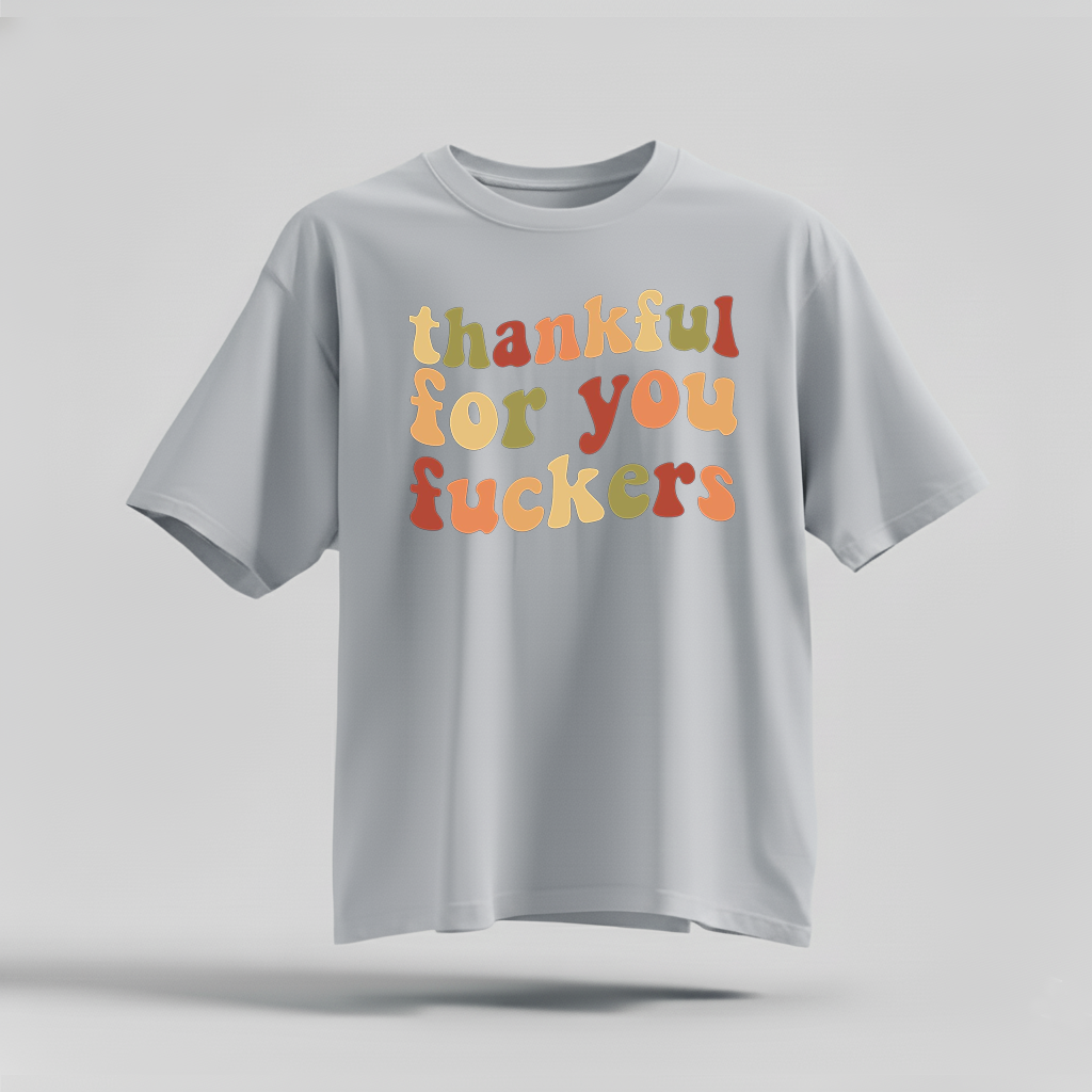 H9Neko Funny Thanksgiving Shirt – “Thankful For You” Retro Friendsgiving Tee, Sarcastic Fall Graphic T-Shirt, Thanksgiving Gift Idea