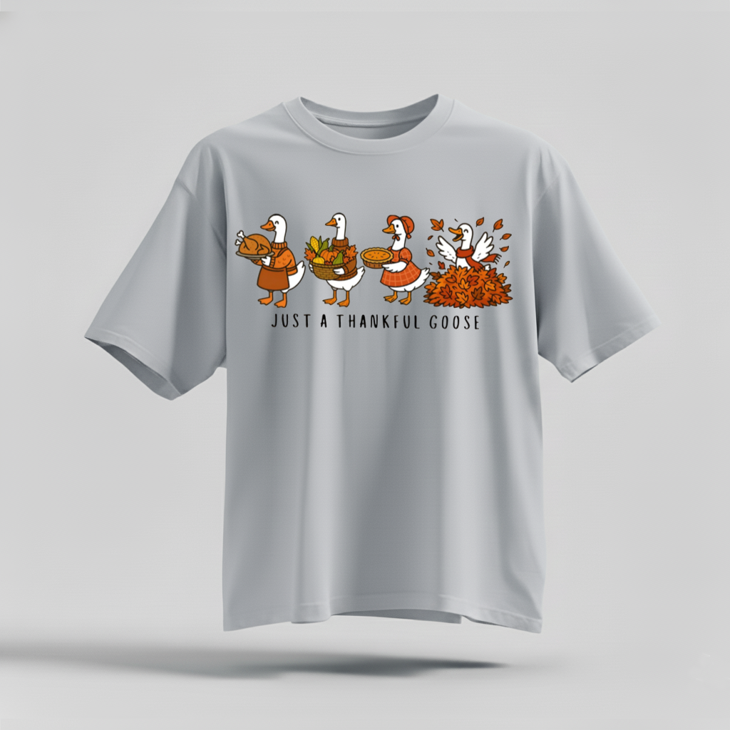 H9Neko Comfort Colors Thankful Goose Thanksgiving T-Shirt – Silly Goose Tee, Family Fall Shirt, Autumn Vibes Graphic Tee