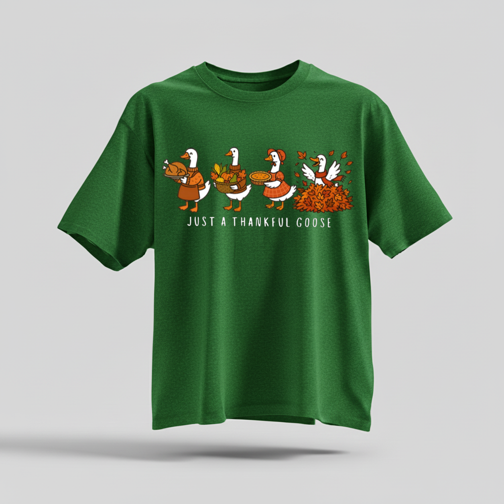 H9Neko Comfort Colors Thankful Goose Thanksgiving T-Shirt – Silly Goose Tee, Family Fall Shirt, Autumn Vibes Graphic Tee