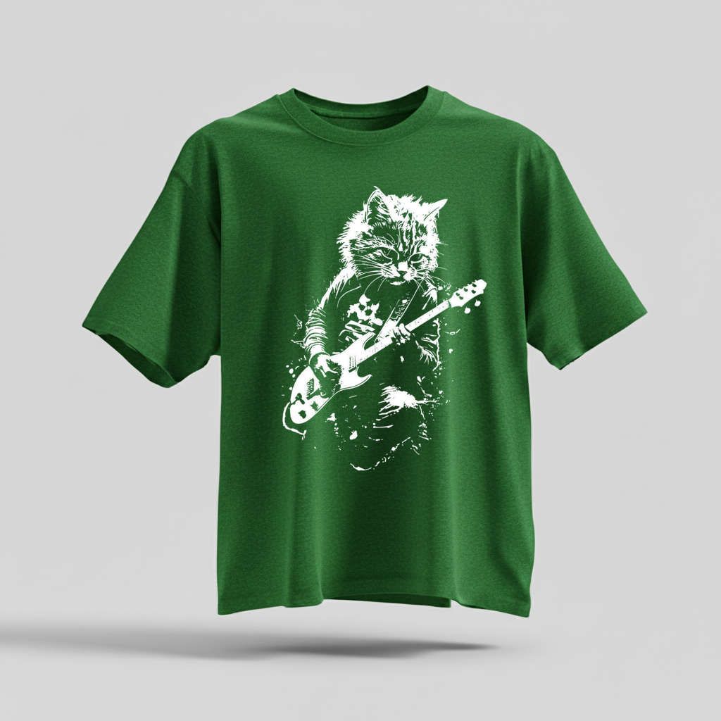Rock Cat Guitar T-Shirt - Funny Cat Lover Gift Tee by H9NEKO